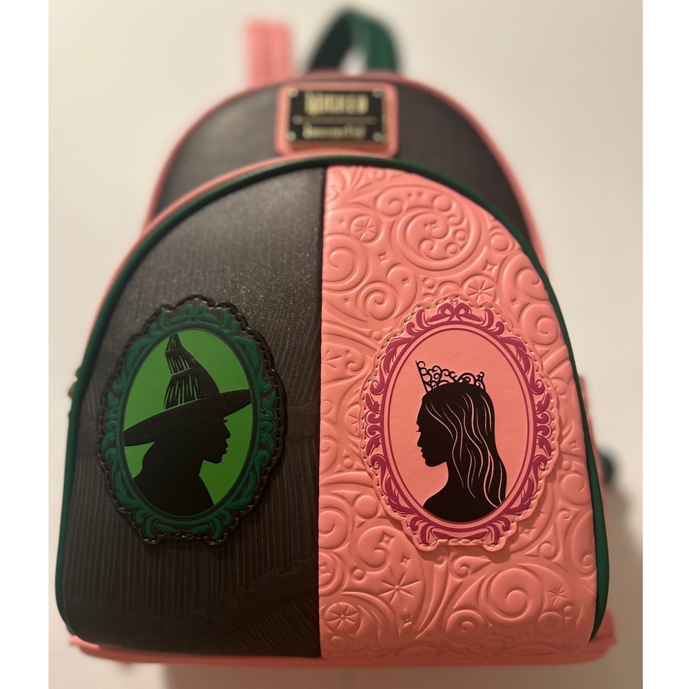 Loungefly Wicked Elphaba Glinda Mini Backpack Pink Green Black Split Design NWT